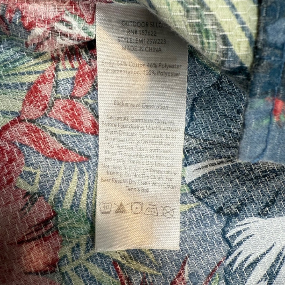 Eddie Bauer Men's XL Button Up Shirt Short Sleeve Hawaiian Floral Tropical - Picture 7 of 7